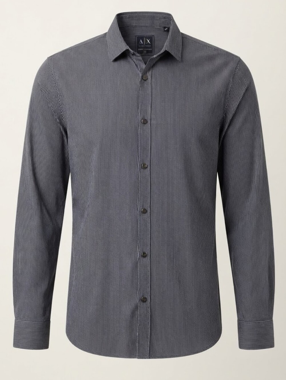 A|X Armani Exchange Charcoal Grey Pinstripe Slim Fit Shirt - Men's Size L/G